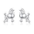 wholesale 925 Sterling Silver Poodle Dog Stud Earrings Platinum Plated Enamel Animal Jewelry-0-0