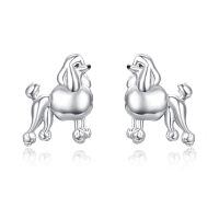 wholesale 925 Sterling Silver Poodle Dog Stud Earrings Platinum Plated Enamel Animal Jewelry-Poodle