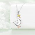wholesale 925 Sterling Silver Goose Pendant Necklace with Yellow Hat Charm for Women, Unique Gift for Goose Lovers-0-3