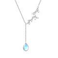 wholesale 925 Sterling Silver Water Drop Necklace With Leaf Accent-0-0