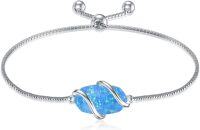 wholesale  Sterling Silver Gemstone Dainty Link Bracelet for Women -A-Blue Opal