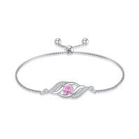 wholesale 925 Sterling Silver Birthstone Dainty Infinity Bracelet for Women-10-Oct.-Pink Tourmaline