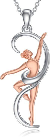 wholesale 925 Sterling Silver Rose Gold Plated Dancing Girl Pendant Necklace for Women and GirlsÎèÕßµõ×¹ÏîÁ´Å®¿î-Style-3