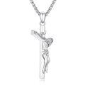wholesale 925 Sterling Silver Crucifix Cross Jesus Christ Medal Pendant Necklace-0-0