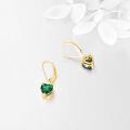 wholesale 14k Gold Heart Shaped Emerald Earrings-0-3