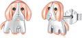 wholesale 925 Sterling Silver Beagle Dog Stud Earrings with Rose Gold Accents and Black Eyes-0-0