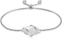 wholesale  Sterling Silver Gemstone Dainty Link Bracelet for Women -1A-Opal-October