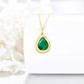 wholesale 14K Gold Green Emerald Teardrop Pendant Necklace for Women Birthdays Gifts-0-4