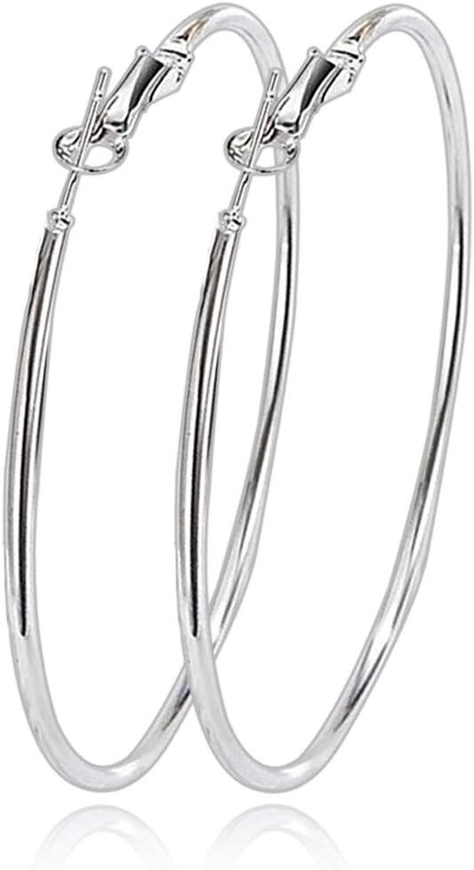 Sterling Silver Circle Endless Hoop Earrings for Women-65mm Silver