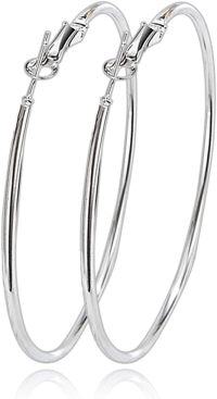 wholesale Gold 925 Sterling Silver Circle Endless Hoop Earrings for Women 4cm Diameter-35mm Silver