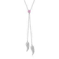 wholesale 925 Sterling Silver Blue Opal Angel Wings Pendant Necklace-October
