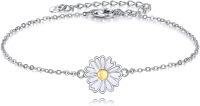 wholesale 925 Sterling Silver Daisy Flower Charm Bracelet for Women-Daisy