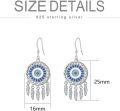 wholesale  925 Sterling Silver with 5A CZ Evil Eye Dream Catcher Dangle Earrings, 25mm, Gift for Women-0-4