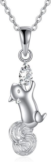 wholesale 925 Sterling Silver Teardrop Crystal Squirrel Necklace for Women Girls Gifts-S-Squirrel