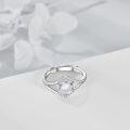 wholesale 925 Sterling Silver Moonstone White Opal Triple Moon Goddess Adjustable Ring-0-3