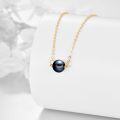 wholesale 14K Solid Gold Black Freshwater Cultured Pearl Pendant Necklace Anniversary Birthday Gifts for Women-0-1