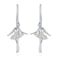 wholesale 925 Sterling Silver Ballet Dancer Drop Earrings Wholesale With Pink And Clear Gems-Ballet Earrings-D