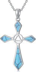 wholesale 925 Sterling Silver Cross Turquoise Healing Stone Pendant Necklaces for Women's s-0-0