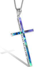 wholesale Sterling Silver Cross Necklace Philippians 4 13 I Can Do All Things Inspirational Gift-0-11