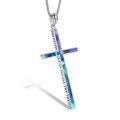 wholesale 925 Sterling Silver Cross Pendant With Blue Opal And Philippians Inscription-0-11