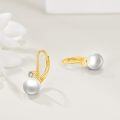 wholesale 925 Sterling Silver White Pearl and Cubic Zirconia Leverback Earrings-0-2
