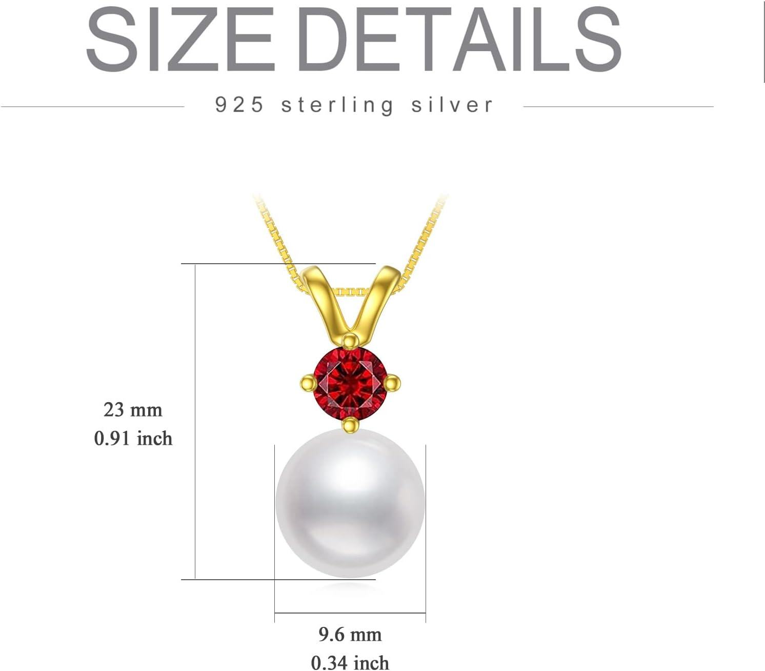  Sterling Silver Gold Plated Pearl Birthstone Necklace for Women -0-6