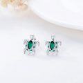 wholesale 925 Sterling Silver Green Austrian Crystal Sea Turtle Stud Earrings-0-1