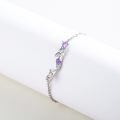 wholesale 925 Sterling Silver Mermaid Bracelet Heart Shaped Purple Zircon Platinum Plated Chain For Women-0-1