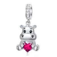 wholesale 925 Sterling Silver Birthstone Hippo Charm for Bracelets Jewelry-07-Jul-Hippo