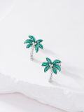 wholesale 925 Sterling Silver Palm Tree Stud Earrings Ocean Beach Theme s for Women-0-3