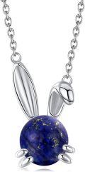 wholesale 925 Sterling Silver Lapis Lazuli Bunny Pendant Necklace for Women and Girls-0-0