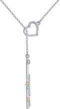 wholesale 925 Sterling Silver Heart Lasso Necklace with Rainbow Flute and Cubic Zirconia Accents Charm Pendant for Women-0-0