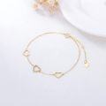 wholesale 10K Gold 3 Hearts Diamond Anklet for Women - 10K Gold Jewelry-0-2
