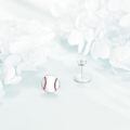wholesale 925 Sterling Silver Baseball Stud Earrings Platinum Plated Red Stitching Sports Jewelry-0-2