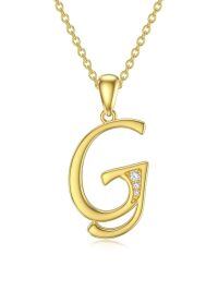 wholesale 14k Yellow Gold Lab Diamond Initial Letter Necklace Wholesale With Chain-G
