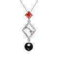 TOUPOP Sterling Silver Black Freshwater Pearl Constellation Necklace-0-0