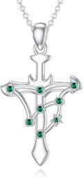 wholesale 925 Sterling Silver Green Crystal Starry Sky Zodiac Constellation Cross Pendant Necklace-0-0