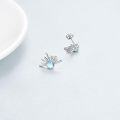 wholesale 925 Sterling Silver Gold Moonstone Starburst Stud Earrings for Women and Girls-0-3