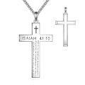 wholesale 925 Sterling Silver Cross Pendant Necklace with Isaiah 41:10 Bible Verse, Hypoallergenic, Gift Box-0-0