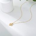 wholesale 14k Gold Mom Double Heart Pendant Necklace With Cubic Zirconia Stones-0-5