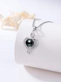 wholesale Tahitian Black Pearl Love Heart Necklace For Women Sterling Silver Black Pearls Necklace Gifts For Sister Birthday Anniversary Jewelry Valentine Christmas Gifts For Women Wife Her -0-2