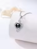 TOUPOP Sterling Silver Black Pearl Love Heart Necklace-0-2
