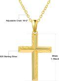 wholesale Gold 925 Sterling Silver Dainty Cross Pendant Necklace for Women and Men Christian s-0-4