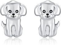 wholesale 925 Sterling Silver Cutie Puppy Stud Earrings for Women - Dog Lover Gift Idea-Bichon Frise