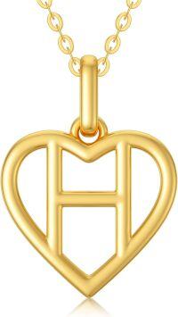 wholesale 14K Gold A Heart Initial Necklace 18 Adjustable Chain-H