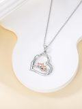 wholesale 925 Sterling Silver Fox in Heart Pendant Necklace s for Women-0-5