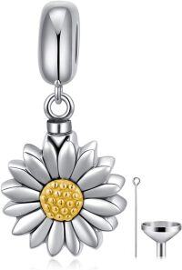 wholesale 925 Sterling Silver Daisy Flower Urn Pendant Necklace Ashes Holder Jewelry for Women Girls Memory Gift-Sunflower
