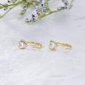 wholesale 14K Gold Yellow Diamond Open Heart Ear Cuff Wrap Studs Jewelry for Women-0-1