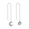 wholesale 925 Sterling Silver Moon & Sun Threader Earrings for Women Long Chain Hypoallergenic Dangle Earrings with Tassel Design-0-0