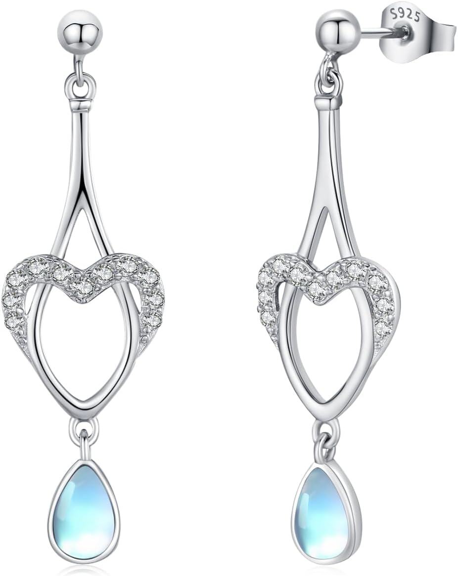 Sterling Silver Moonstone Teardrop Dangle Earrings Gemstone Jewelry Gifts-Moonstone#10